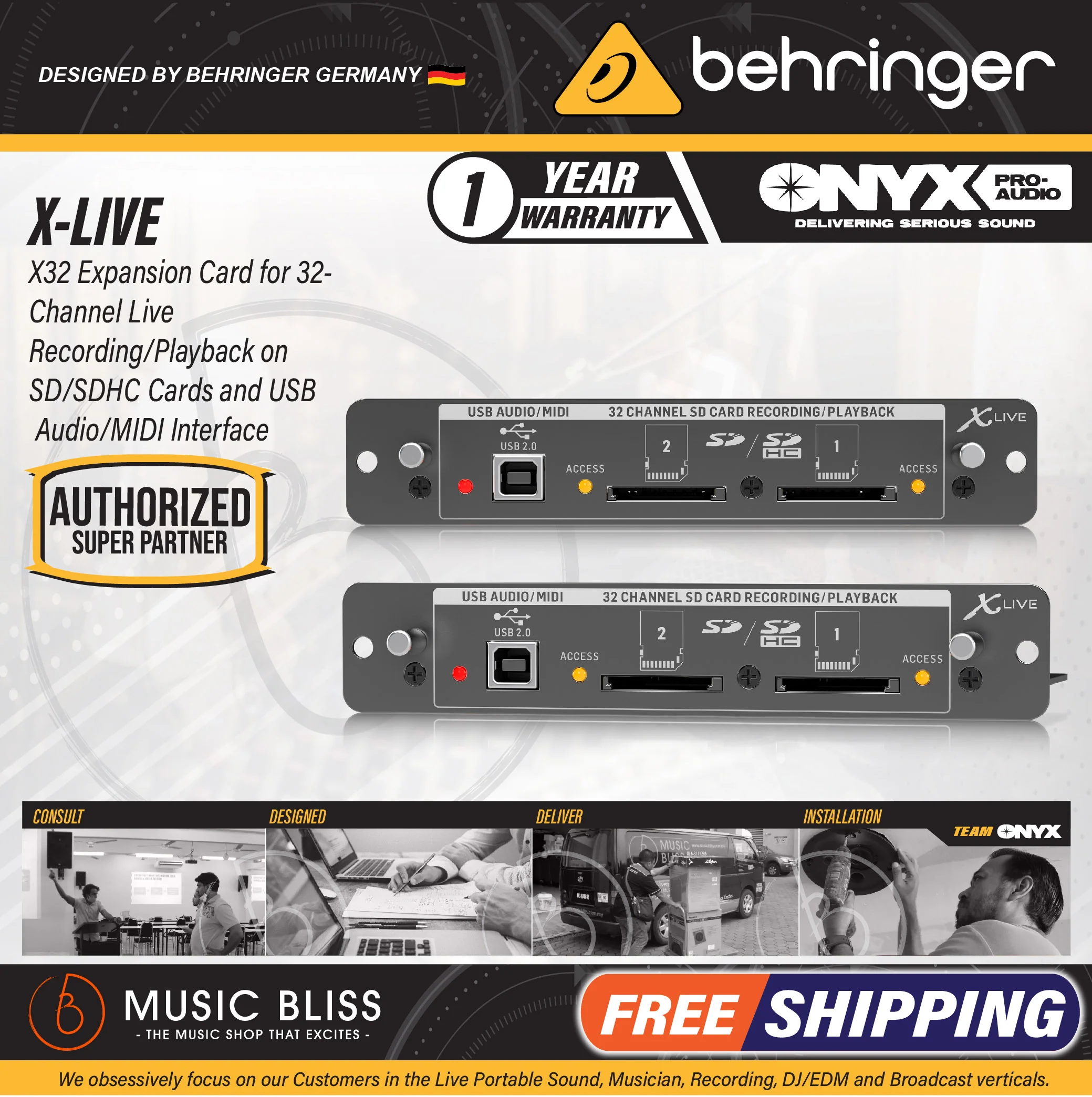 Behringer X-LIVE X32 Expansion Card for 32-channel SD/SDHC card and USB Recording