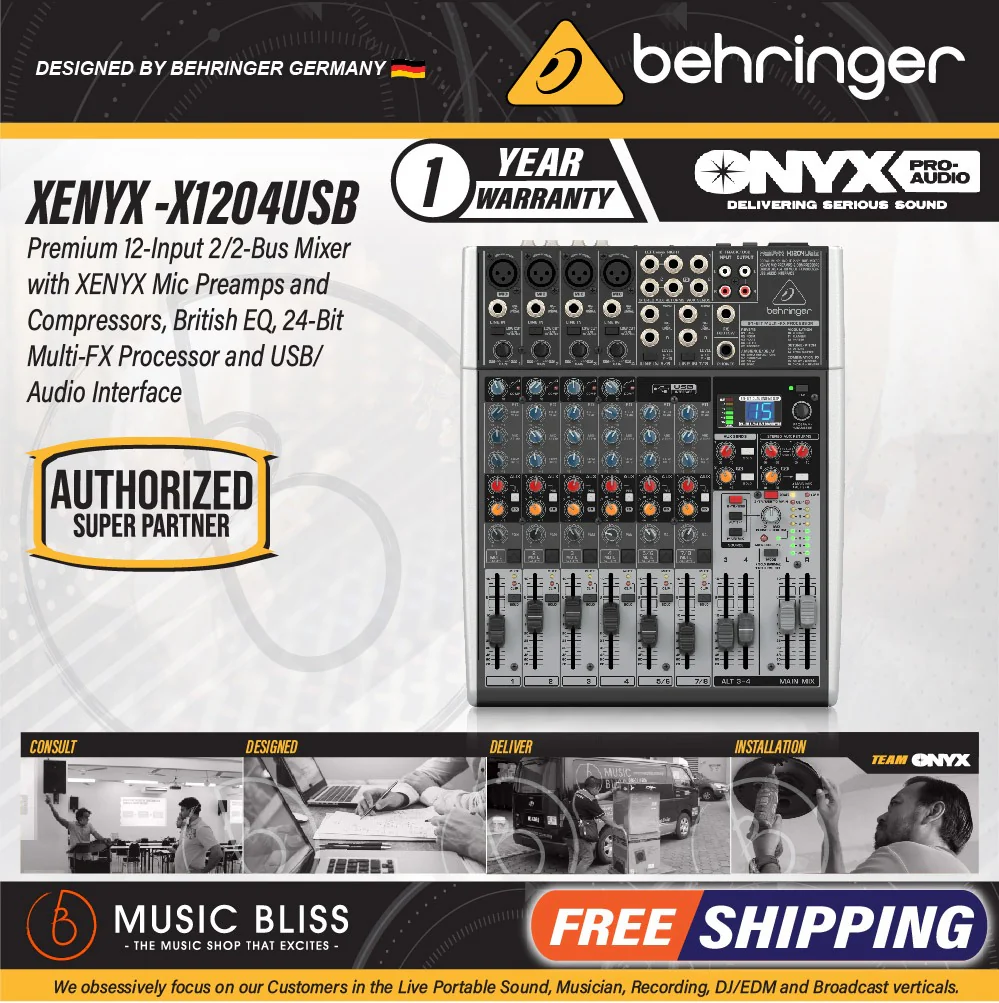 Behringer XENYX X1204USB 8-channel Mixer with USB and Effects