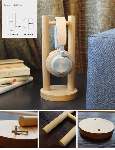 Bullet Groove Natural Wood Headphone Stand - Image 2