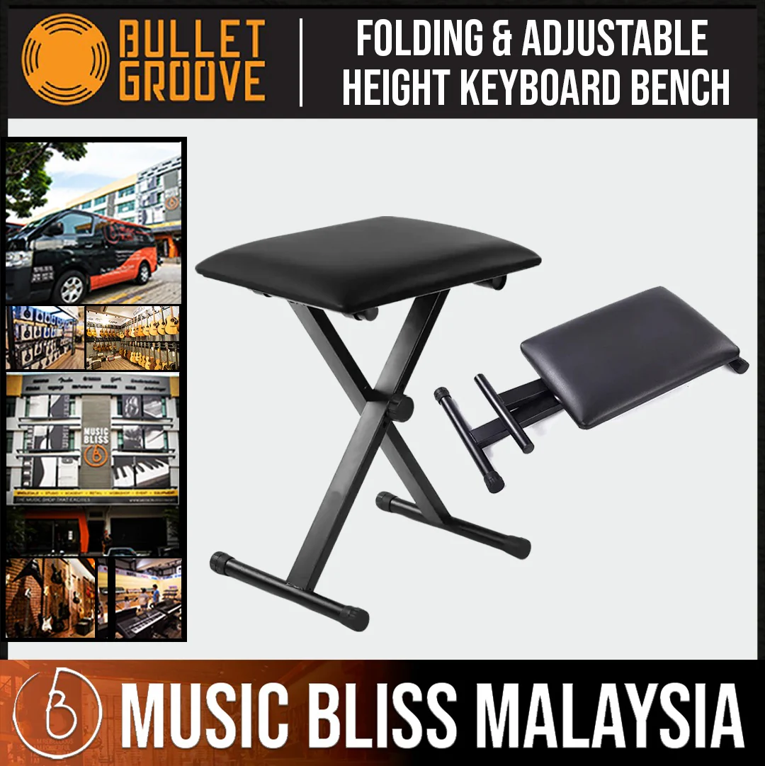 Bullet Groove Padded Universal X-Style Black Piano Bench, Black X Style Keyboard Bench, Budget Keyboard/ Piano Chair, Best X Style Piano Bench with comfortable Padding