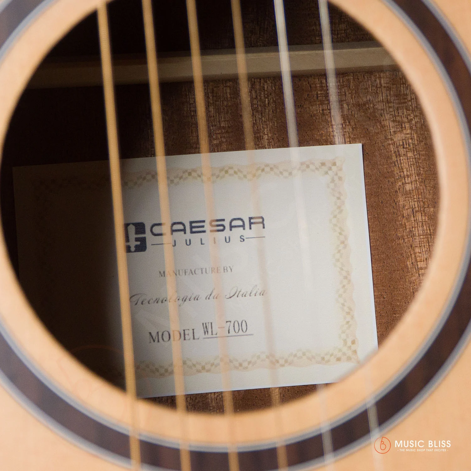 Caesar WL-700-N Budget Beginner 40-inch Matte Cutaway Body Acoustic Guitar - Natural - Image 7