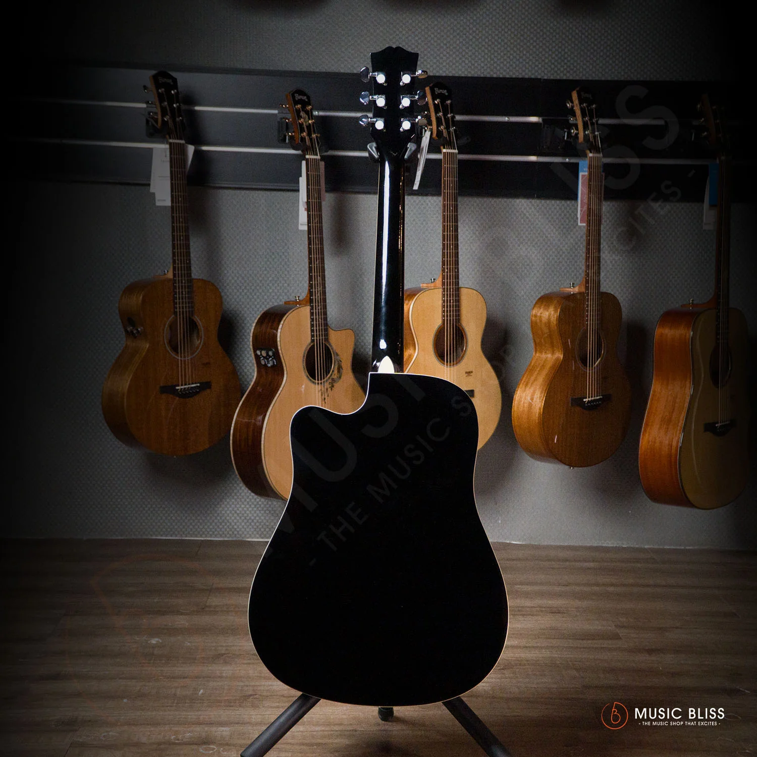 Caesar X-410C-BK Budget Beginner 41-inch Cutaway Body Acoustic Guitar - Black - Image 5