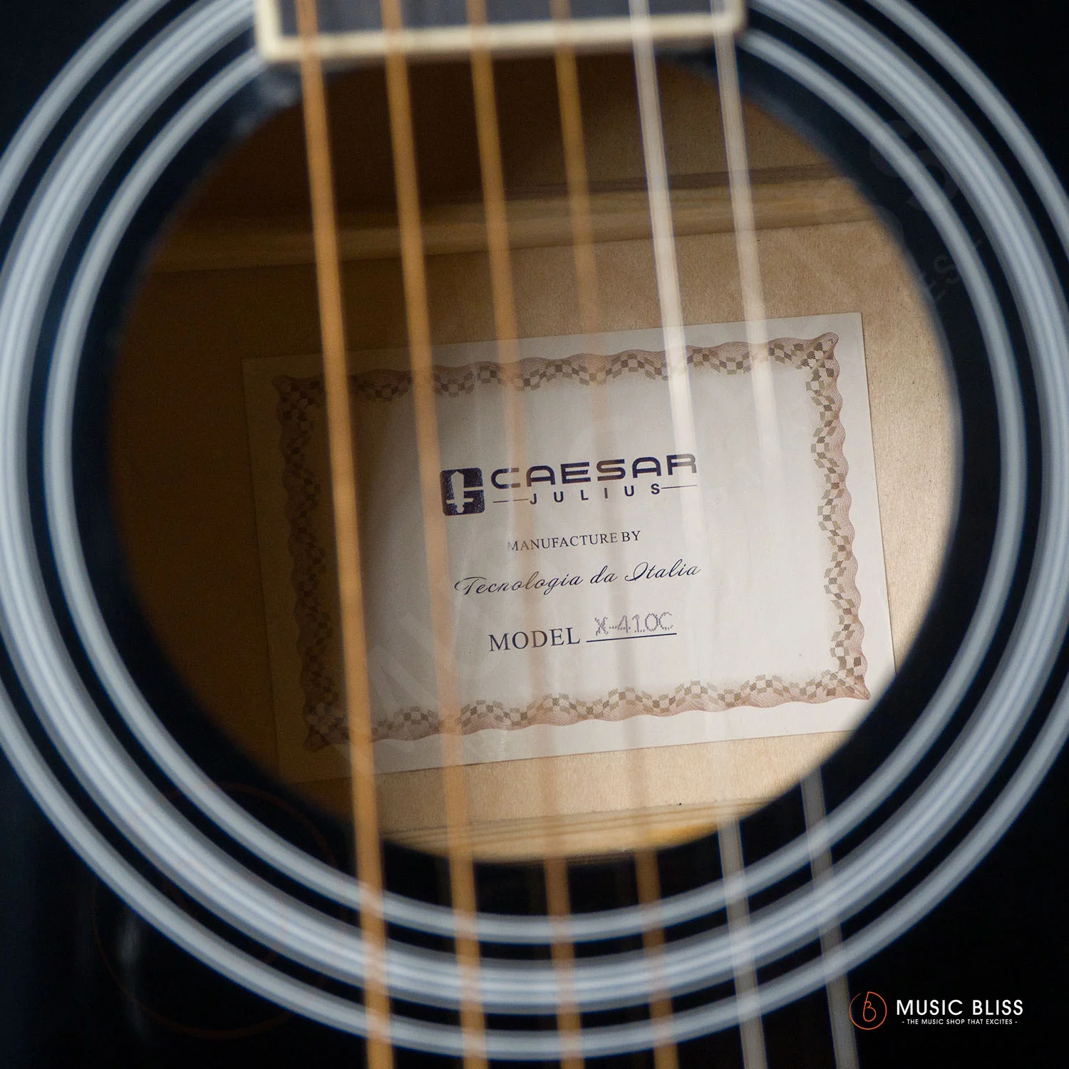 Caesar X-410C-BK Budget Beginner 41-inch Cutaway Body Acoustic Guitar - Black - Image 7