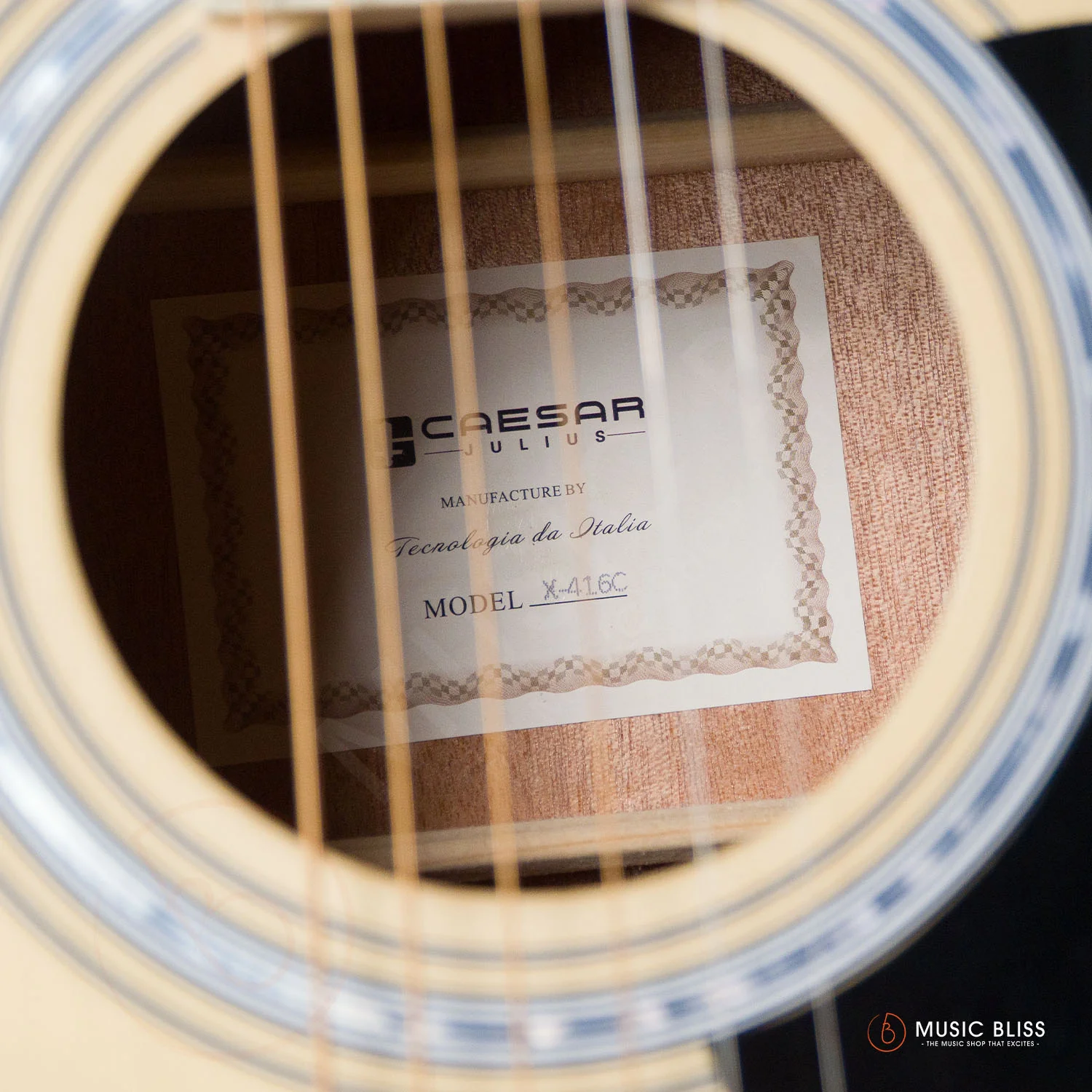 Caesar X-416C-N Budget Beginner 41-inch Cutaway Body Acoustic Guitar - Natural - Image 7