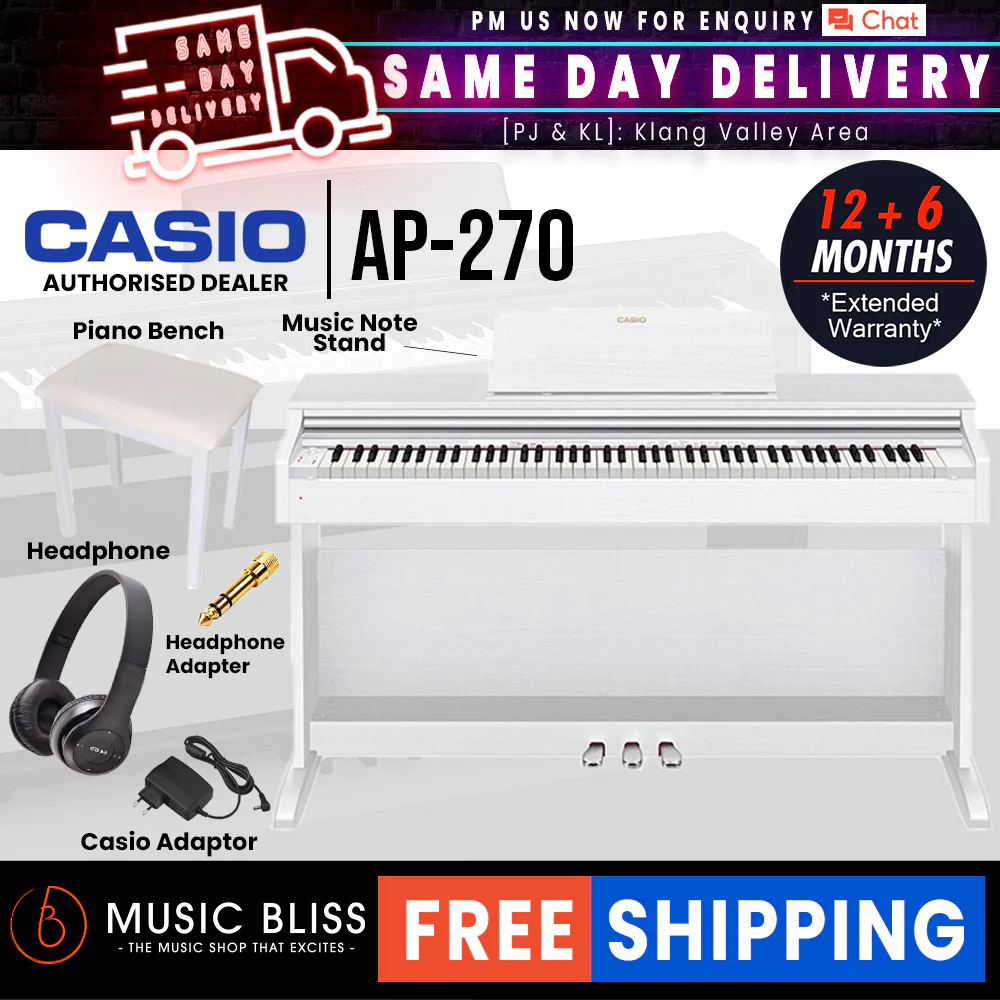Casio AP-270 Celviano 88-Keys Digital Piano with FREE Piano Bench and Headphone - Image 3