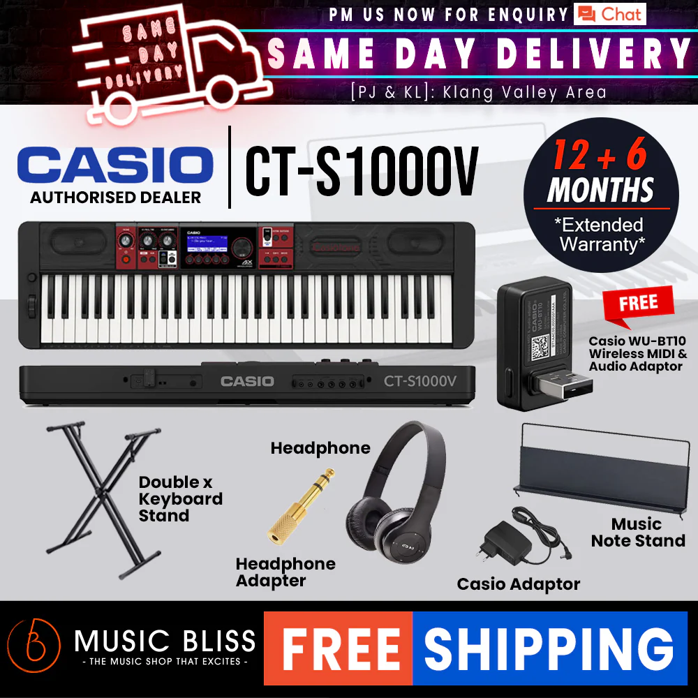 Casio Casiotone CT-S1000V 61-key Arranger Keyboard with FREE WU-BT10 and Keyboard Stand - Image 3