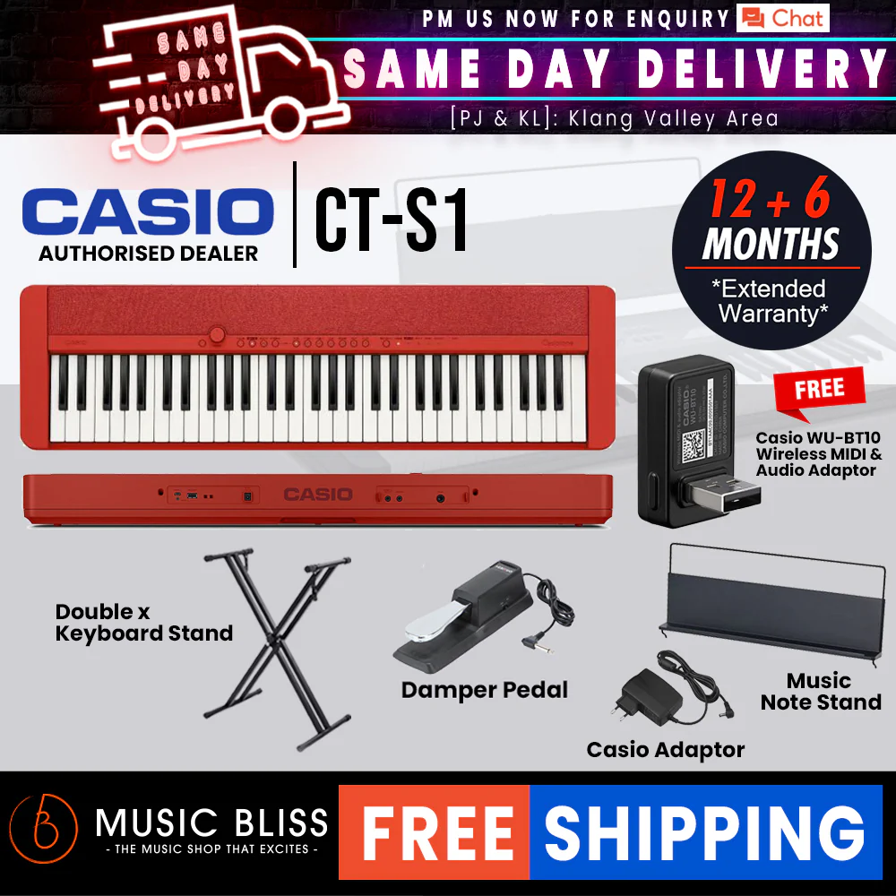Casio CT-S1 61-key Portable Keyboard with FREE WU-BT10 and Keyboard Stand - Image 3
