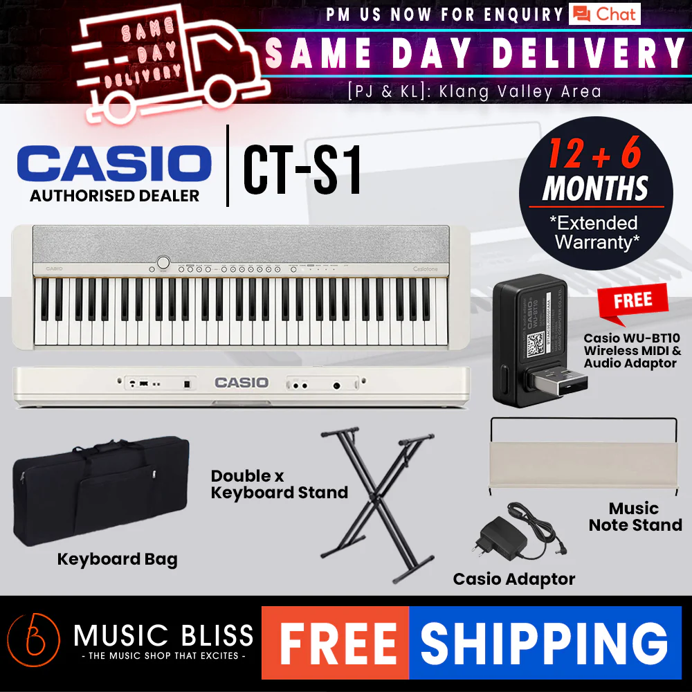 Casio CT-S1 61-key Portable Keyboard with FREE WU-BT10 and Keyboard Stand - Image 5