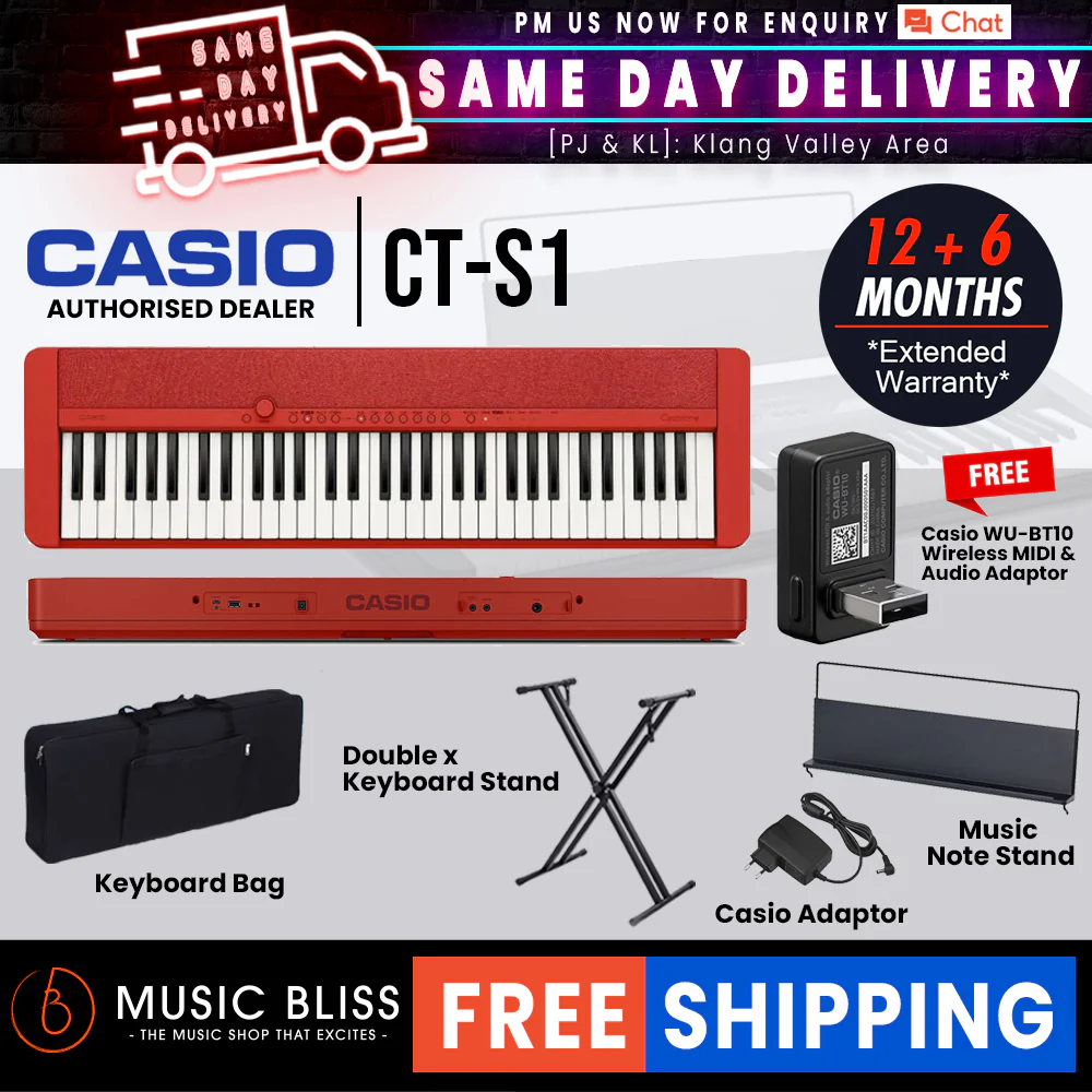 Casio CT-S1 61-key Portable Keyboard with FREE WU-BT10 and Keyboard Stand - Image 6