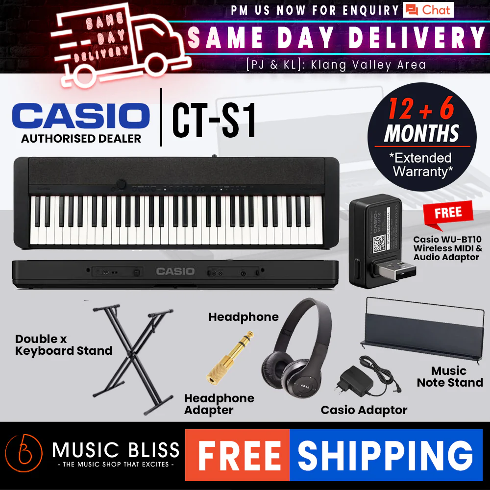 Casio CT-S1 61-key Portable Keyboard with FREE WU-BT10 and Keyboard Stand - Image 7