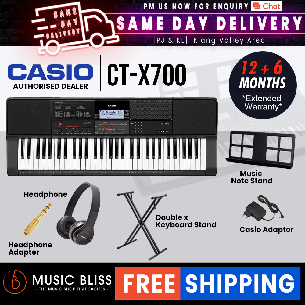 Casio CT-X700 61-Keys Portable Keyboard with FREE Keyboard Stand - Image 3