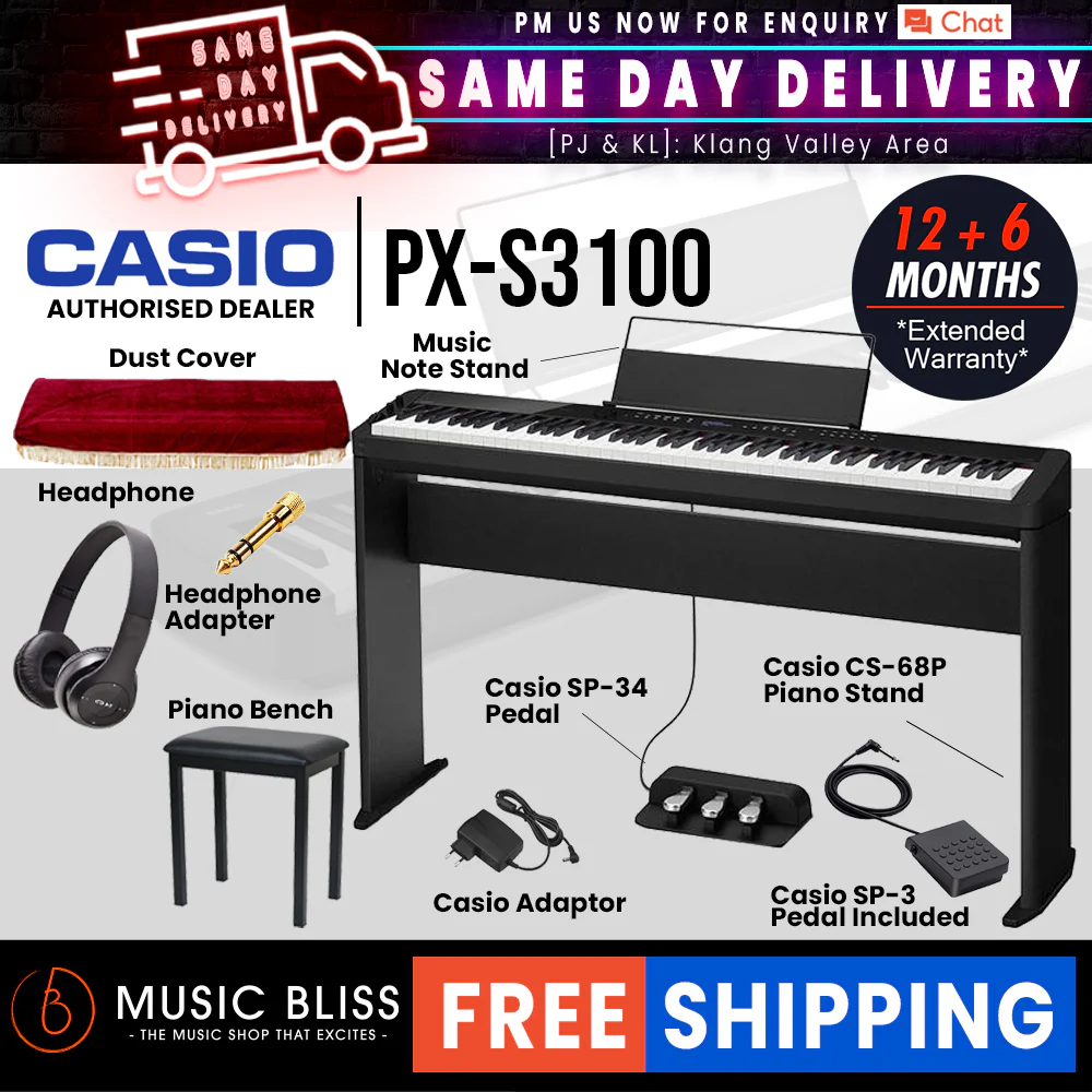 Casio PX-S3100 88-key Digital Piano Home Package - Black
