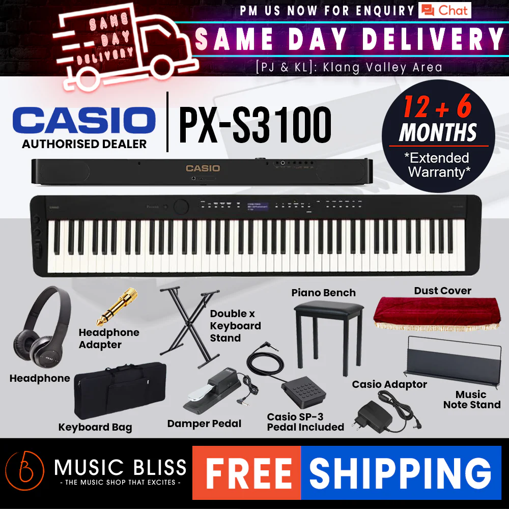 Casio PX-S3100 88-key Digital Piano with FREE Piano Bench - Black - Image 2