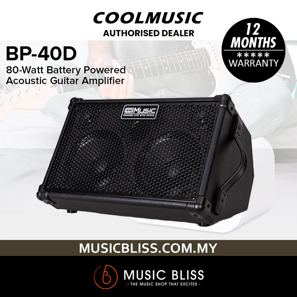 COOLMusic BP-40D 80-Watt Battery Powered Acoustic Guitar Amplifier - Black