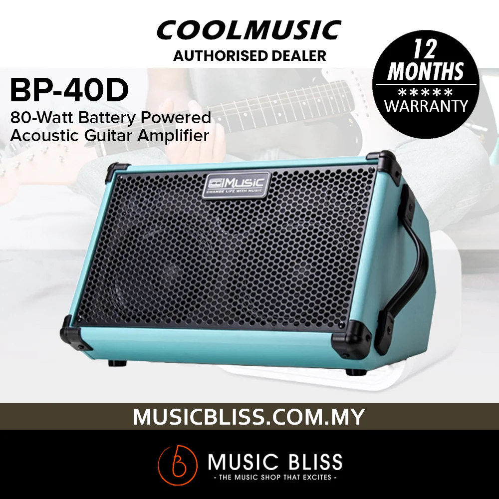 COOLMusic BP-40D 80-Watt Battery Powered Acoustic Guitar Amplifier - Blue