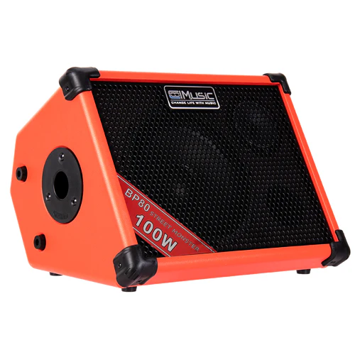 COOLMusic BP-80 100-Watt Battery Powered Acoustic Guitar Amplifier - Orange - Image 3
