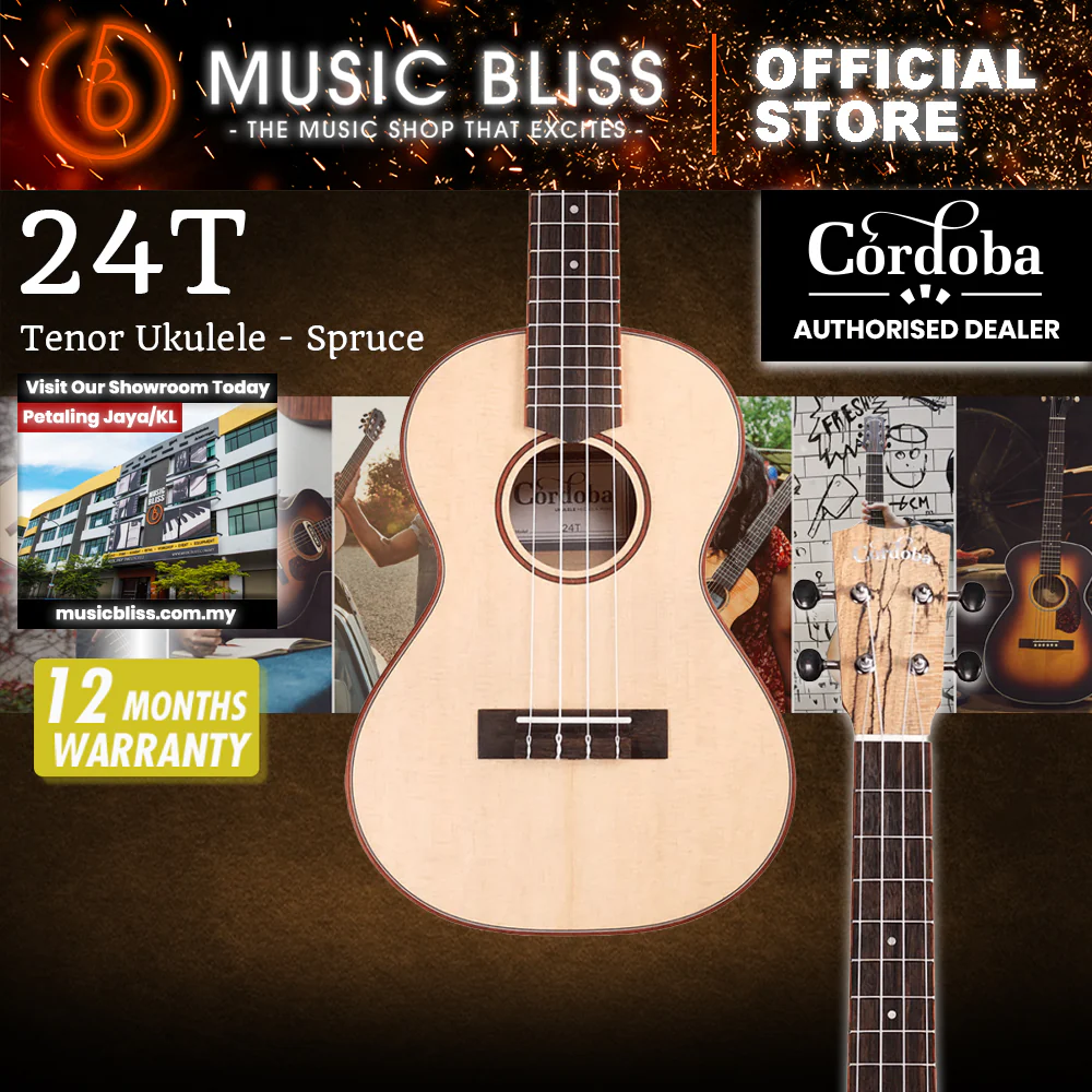 Cordoba 24T Tenor Ukulele - Spruce Top, Maple Back & Sides