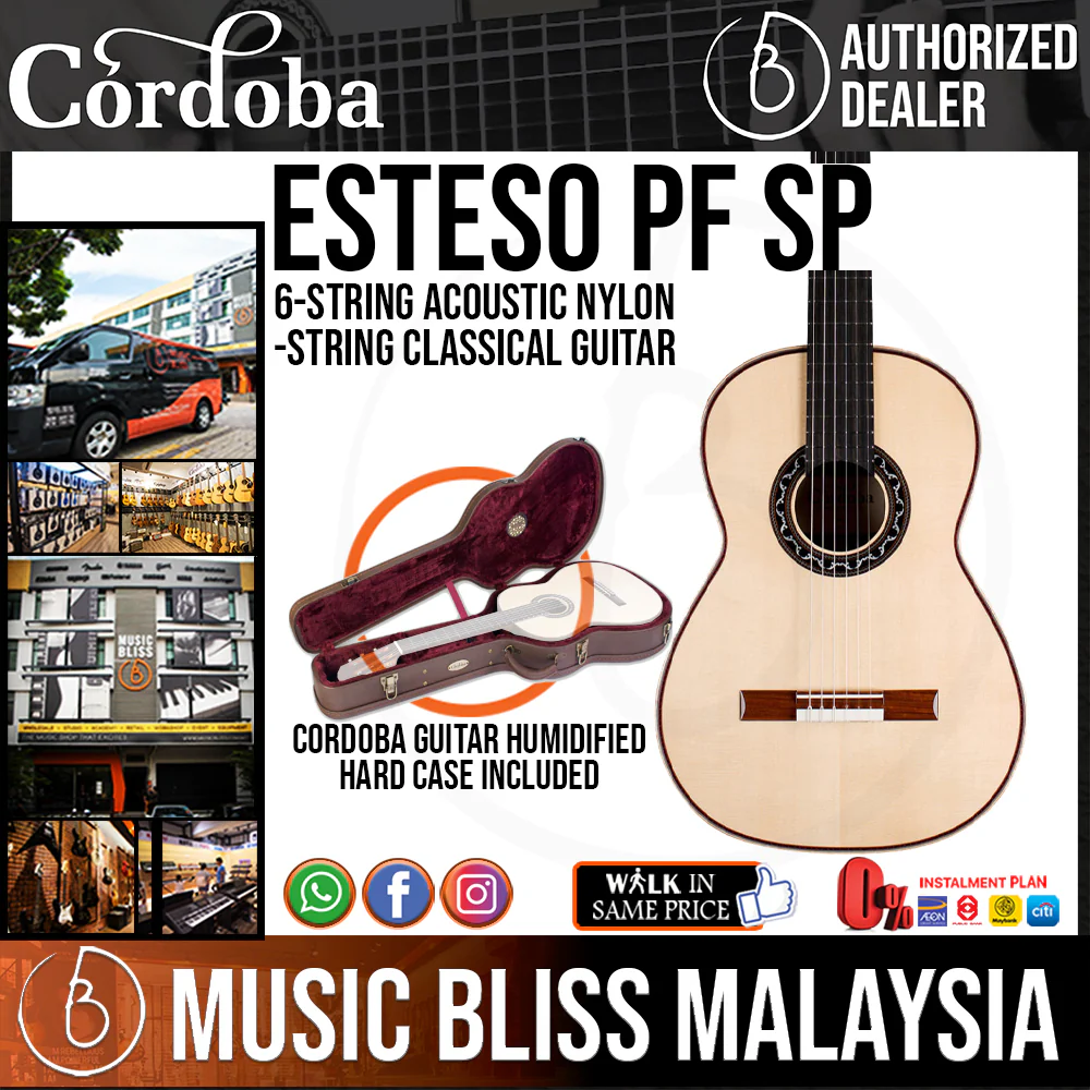 Cordoba Esteso PF SP - Solid European Spruce Top, Solid Pau Ferro Back & Sides, With Cordoba Humidified Archtop Wood Case
