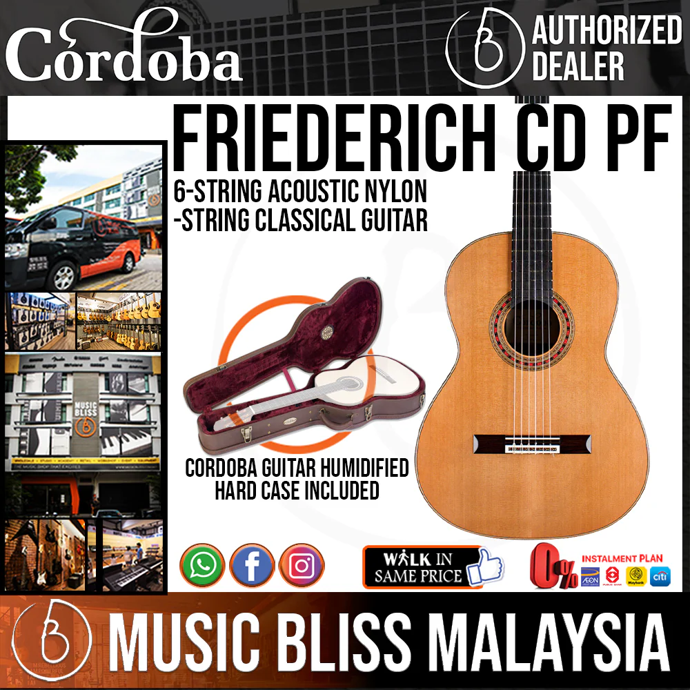 Cordoba Friederich CD PF - Solid Canadian Cedar Top, Solid Rosewood Back & Sides, With Cordoba Humidified Archtop Wood Case