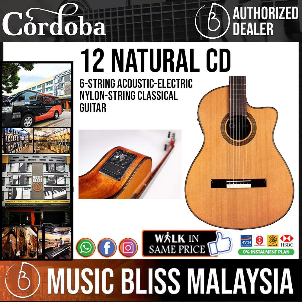 Cordoba Fusion 12 Natural CD - Solid Canadian Cedar Top, Mahogany Back & Sides - Image 2