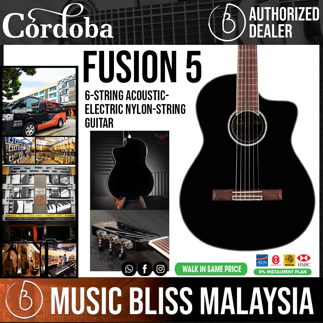 Cordoba Fusion 5 Acoustic Guitar - Jet Black