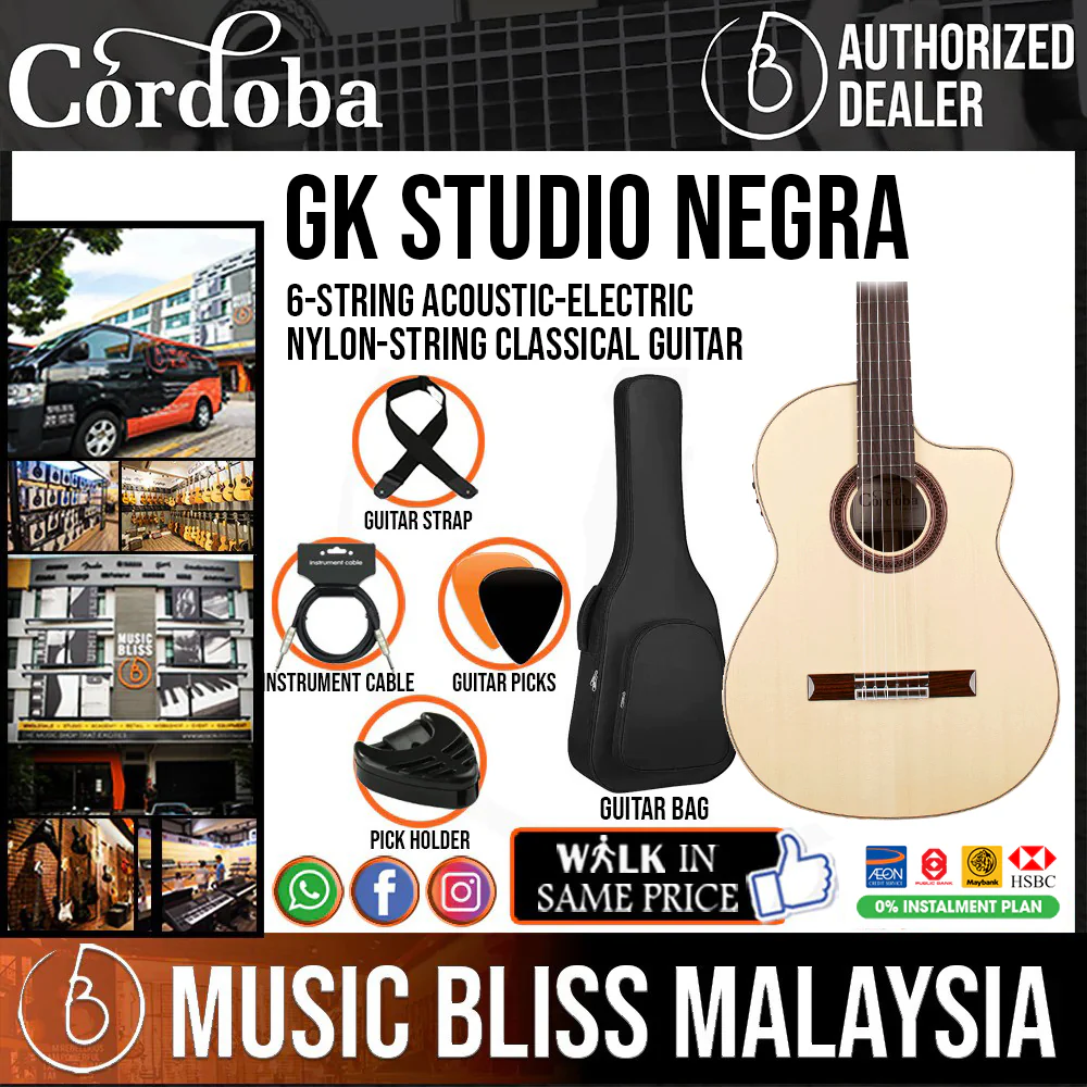 Cordoba GK Studio Negra - Solid European Spruce Top, Rosewood Back & Sides with Pickup