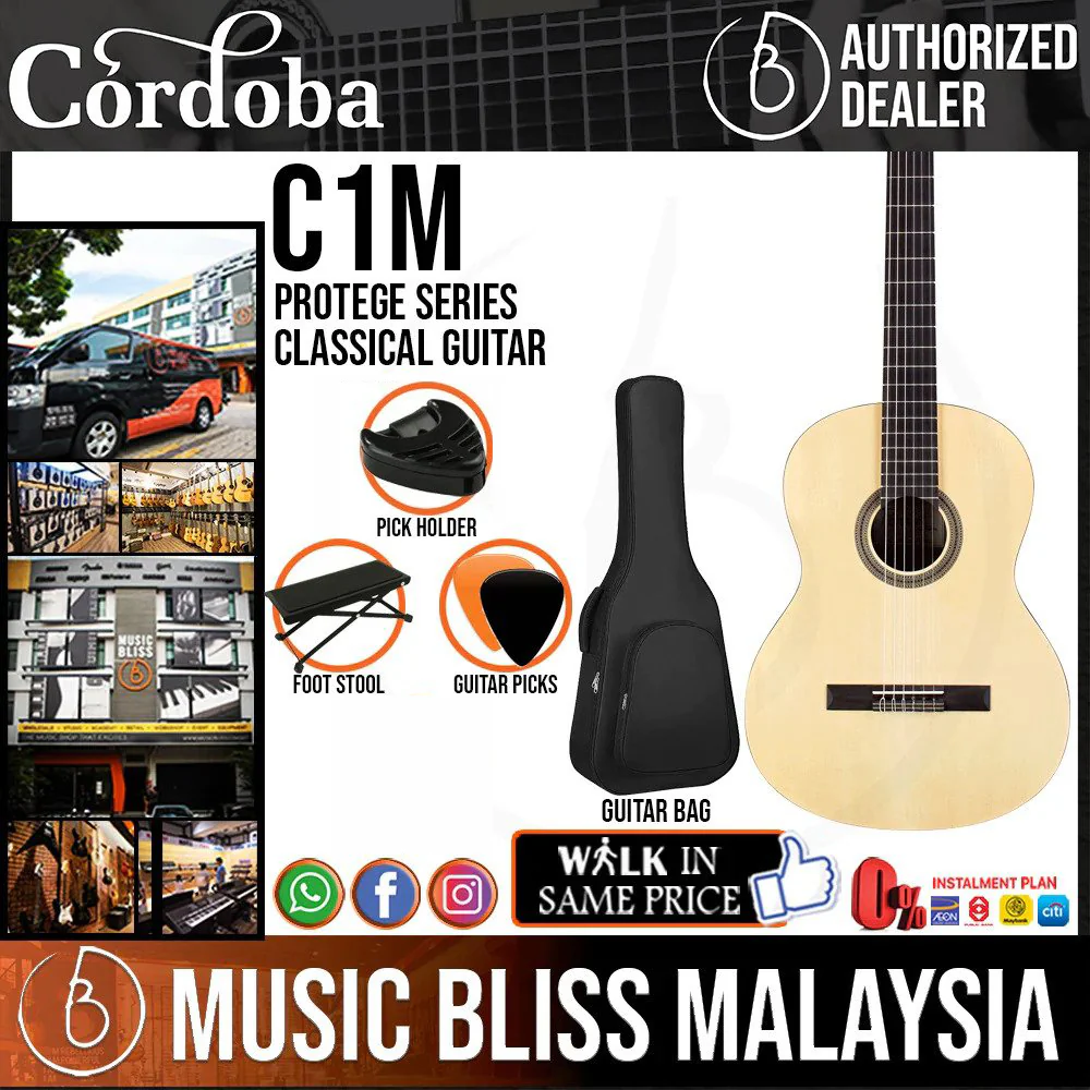 Cordoba Protege C1M - Spruce Top, Mahogany Back & Side, Full Sized Best Budget Classical Guitar For Beginners/Students/Starters, Entry Level Classical Guitar