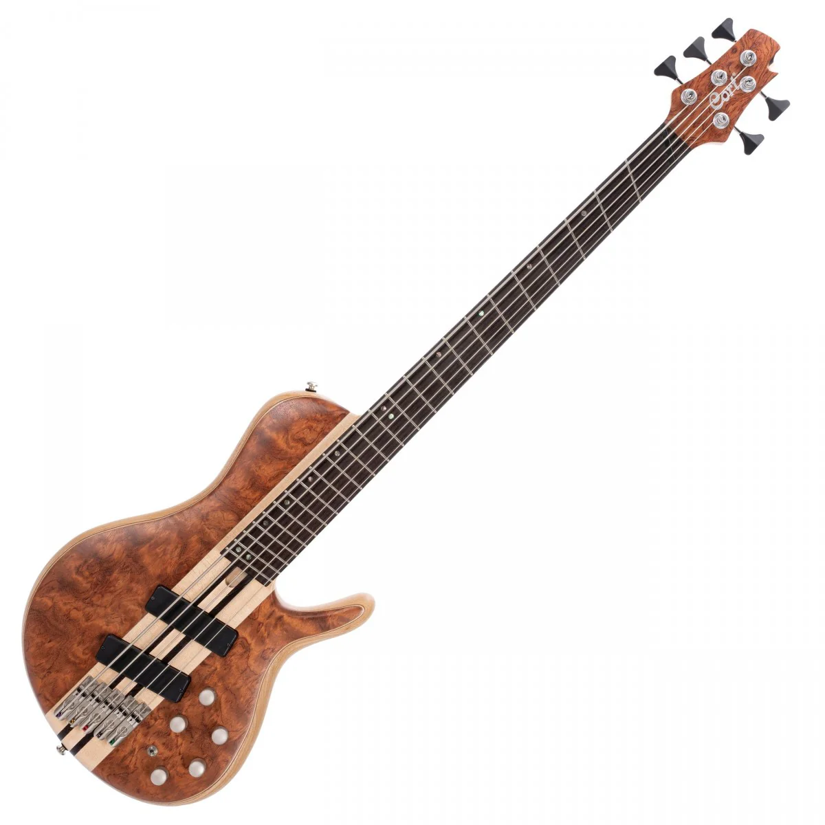 Cort A5 Beyond Electric Bass Guitar with Case - Open Pore Bubinga Natural - Image 2