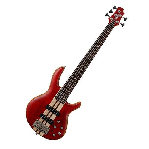 Cort A5 Plus FMMH 5-String Bass Guitar with Bag - Open Pore Black Cherry - Image 2