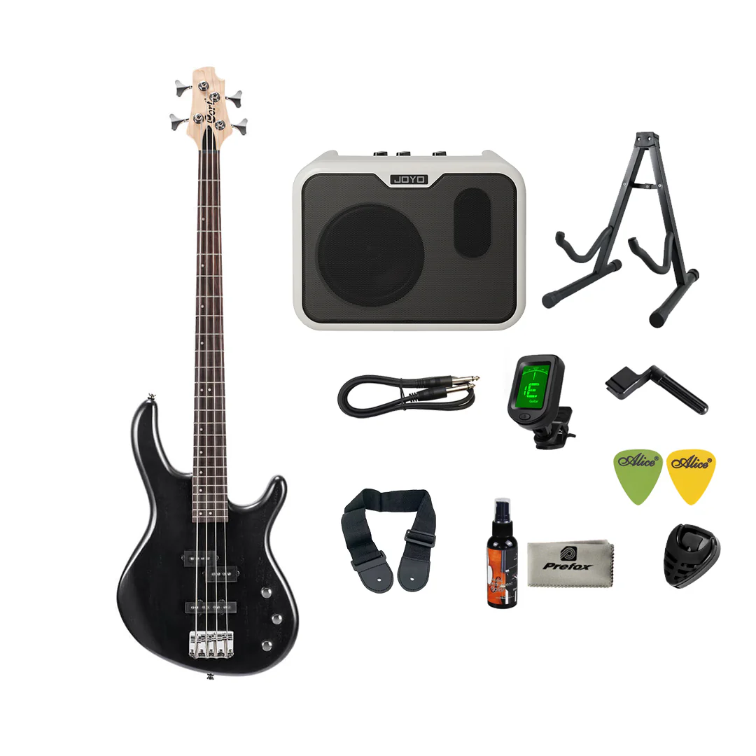 Cort Action PJ Electric Bass Guitar with Bag - Open Pore Black - Image 3