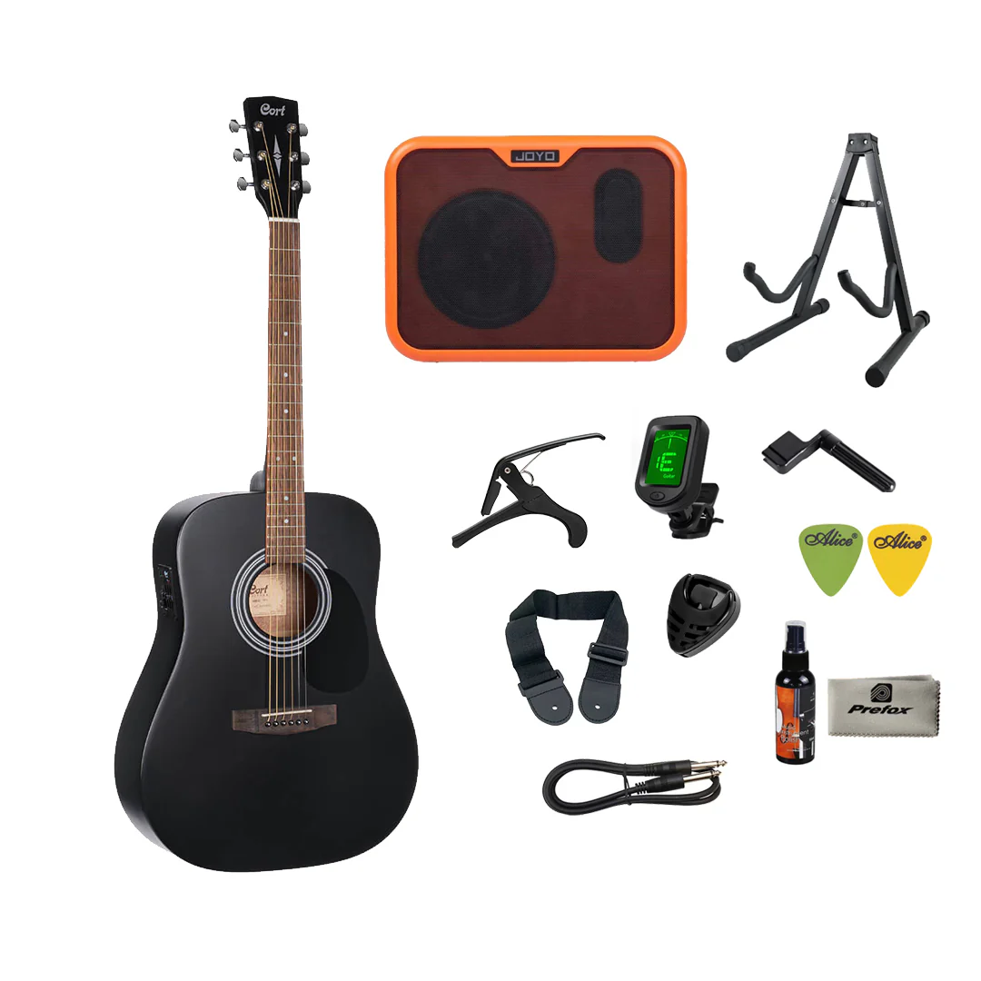 Cort AD810E Acoustic Guitar with Bag - Black Satin - Image 3