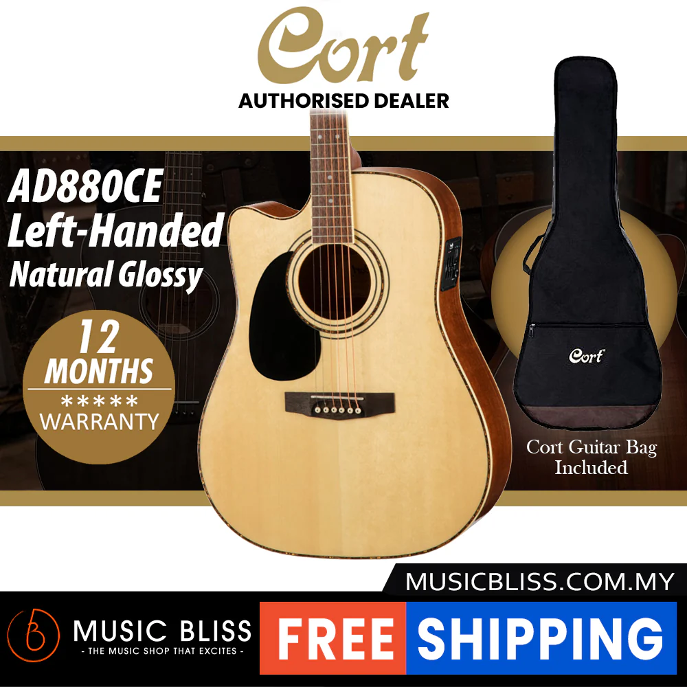 Cort AD880CE Left-Handed Acoustic Guitar with Bag