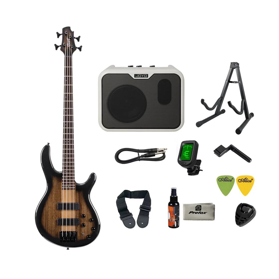 Cort C4 Plus ZBMH Electric Bass Guitar with Bag - Trans Black Burst - Image 4
