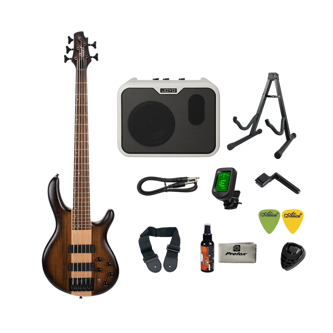 Cort C5 Plus OVMH Electric Bass Guitar with Bag - Antique Brown Burst - Image 4