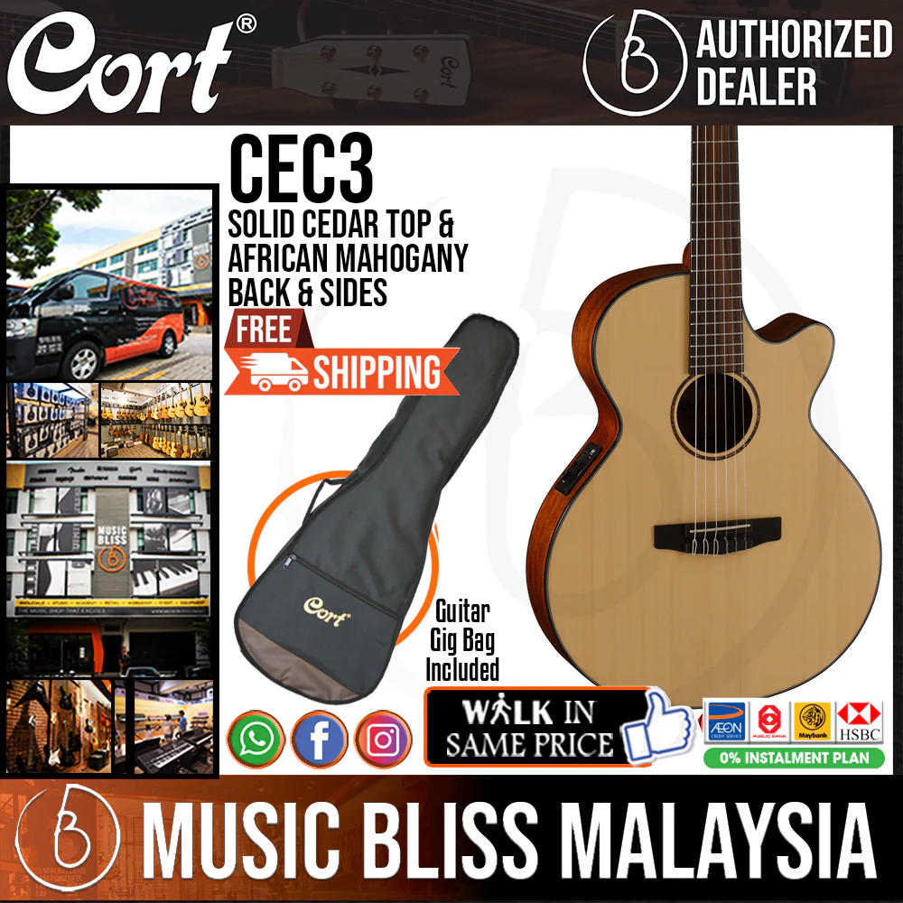 Cort CEC3 Classical Guitar with Bag - Natural