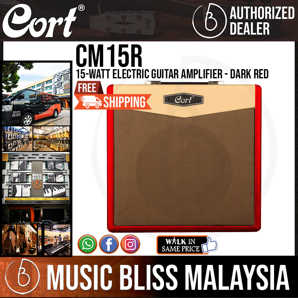 Cort CM15R 15-Watt Electric Guitar Amplifier - Dark Red