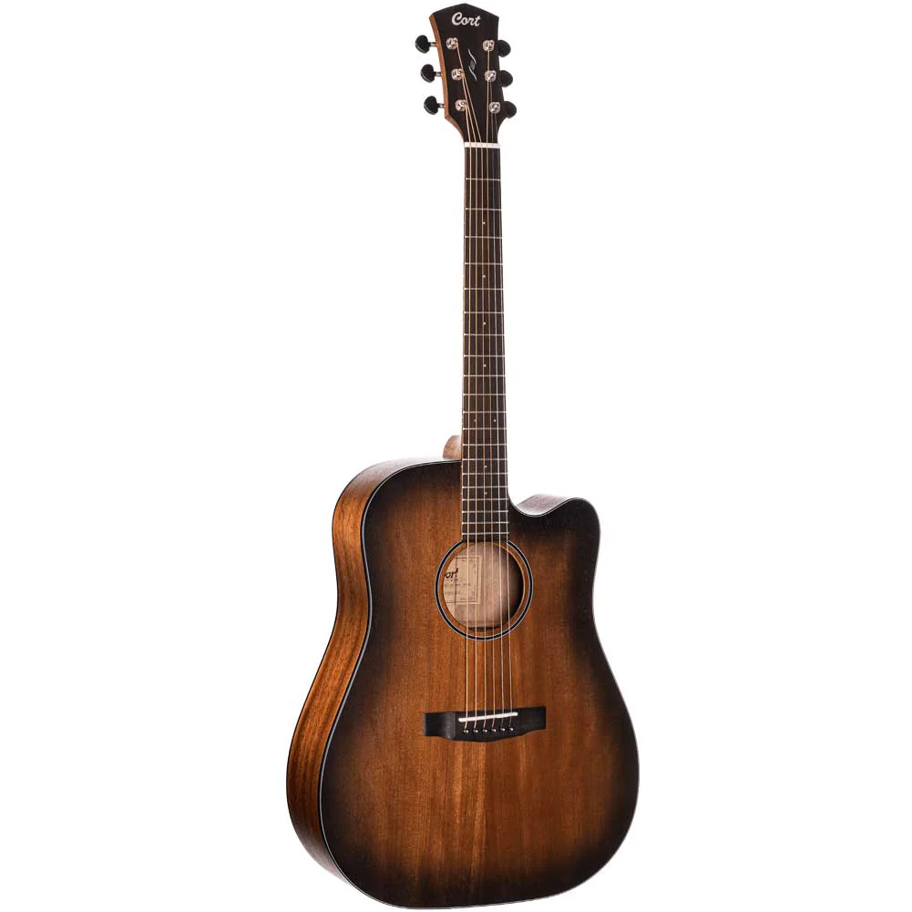 Cort Core-DC All Mahogany Acoustic Guitar with Bag - Open Pore Black Burst - Image 3