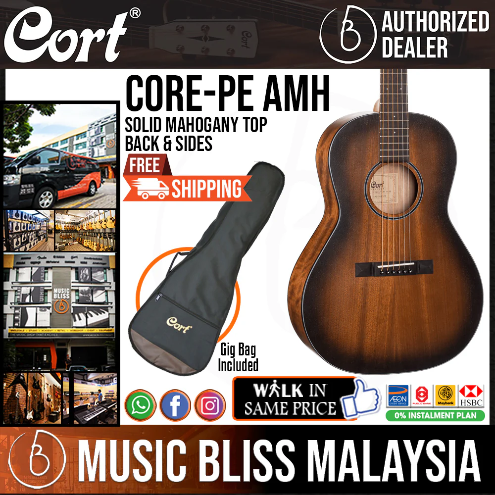 Cort Core-PE AMH all Mahogany Acoustic Guitar with Bag