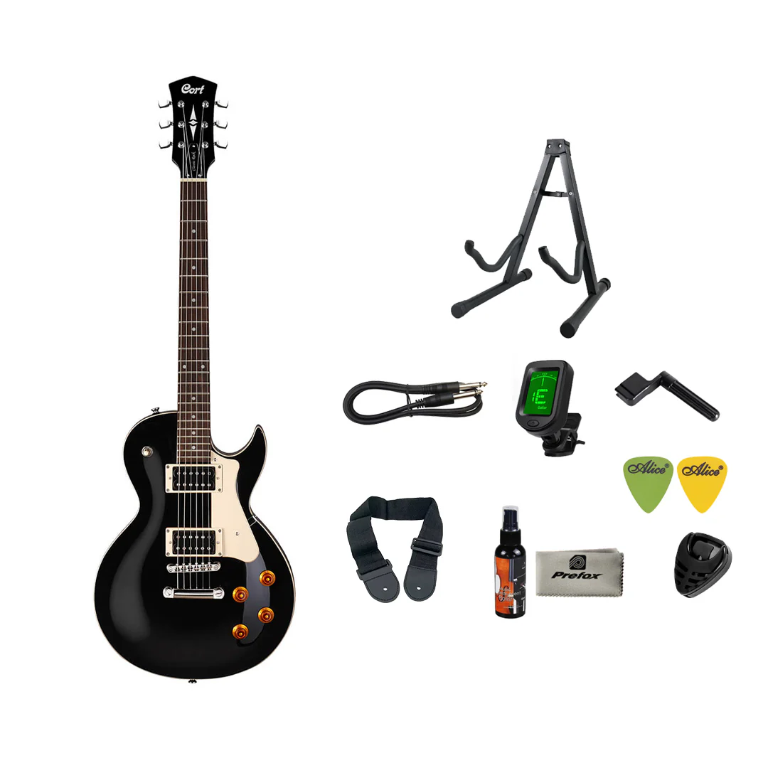 Cort CR100 Electric Guitar with Bag - Black - Image 2