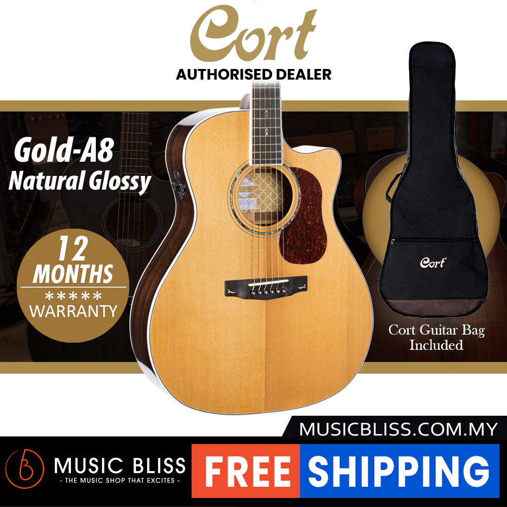 Cort Gold-A8 Acoustic Guitar with Bag - Natural