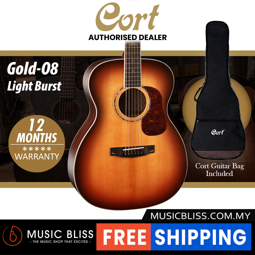 Cort Gold-O8 Acoustic Guitar with Bag - Light Burst