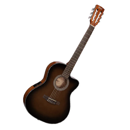 Cort Jade E Nylon Classical Guitar with Bag - Dark Brown Burst - Image 2