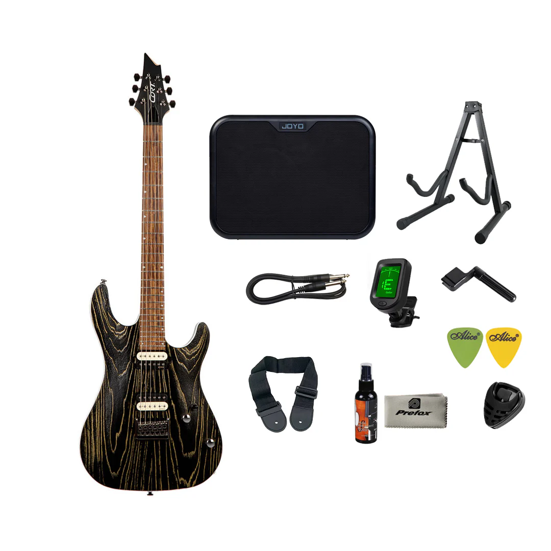 Cort KX300 Etched Electric Guitar with Bag - Etched Black Gold - Image 3