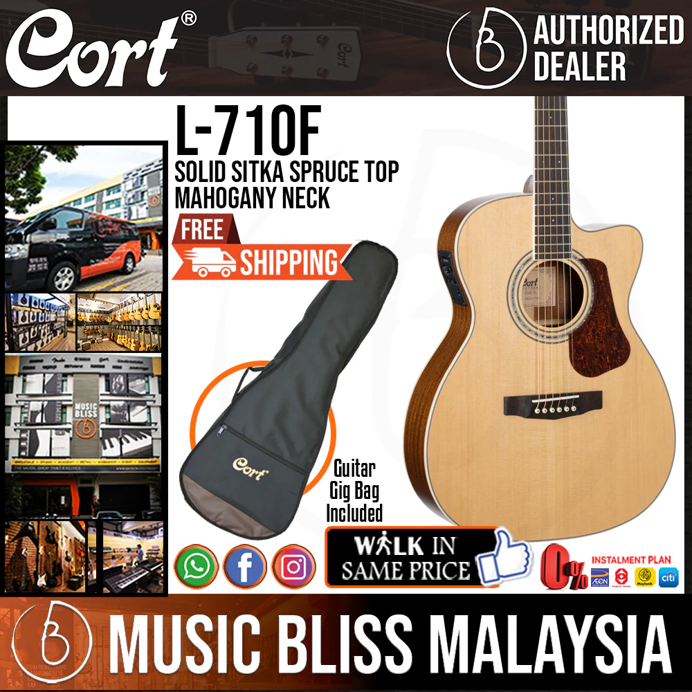 Cort L-710F Acoustic Guitar with Bag - Natural Satin