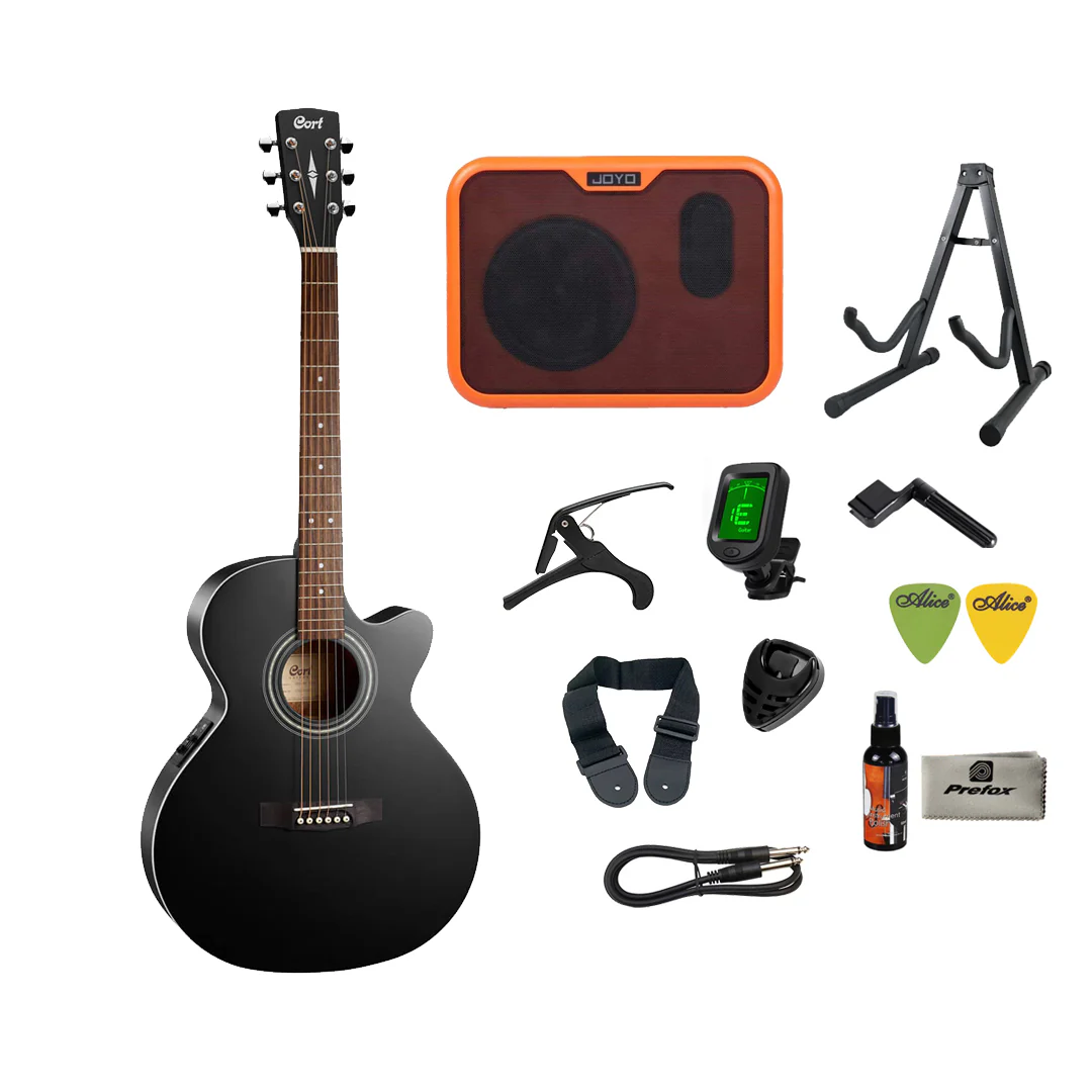 Cort SFX-ME Acoustic Guitar with Bag - Black Satin - Image 3