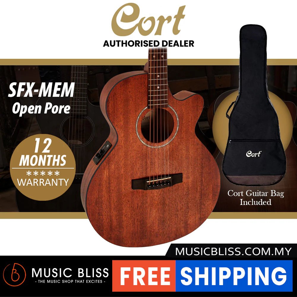 Cort SFX-MEM Acoustic Guitar Mahogany Top with Bag - Open Pore