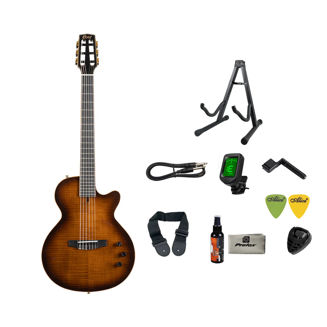 Cort Sunset Nylectric DLX Electro-Classical Guitar - Tobacco Sunburst - Image 2