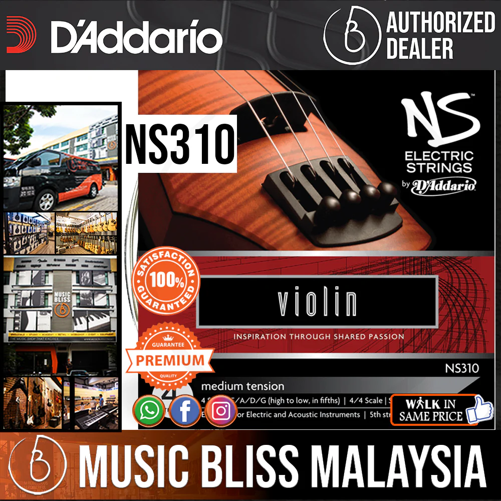 D’Addario NS Electric Violin String Set, 4/4 Scale, Medium Tension