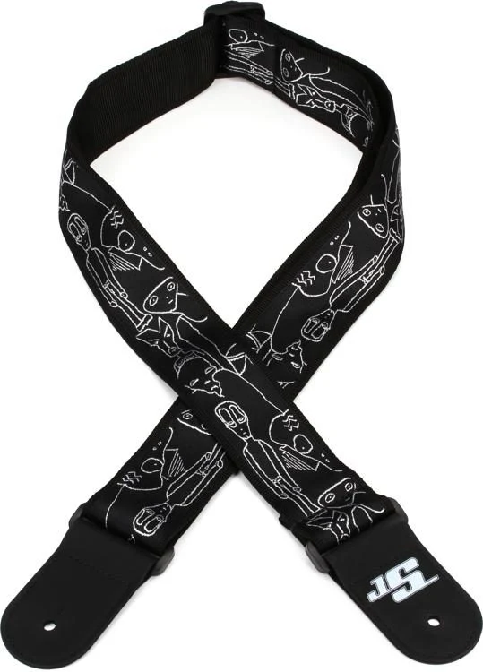 D'Addario 50JS05 50mm Joe Satriani Woven Guitar Strap - Silver Sketches - Image 2