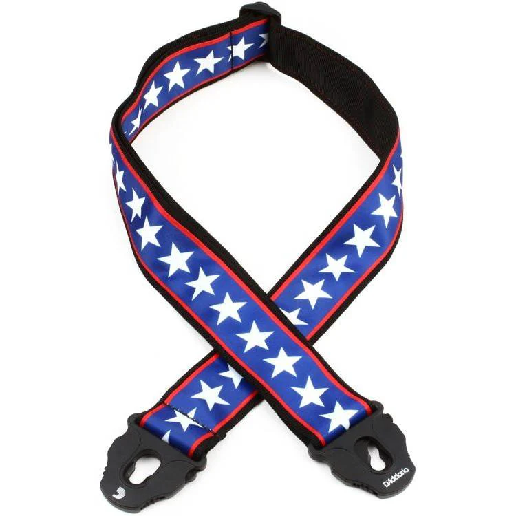 D'Addario 50PLA10 50mm Planet Lock Guitar Strap - Stars & Stripes - Image 2